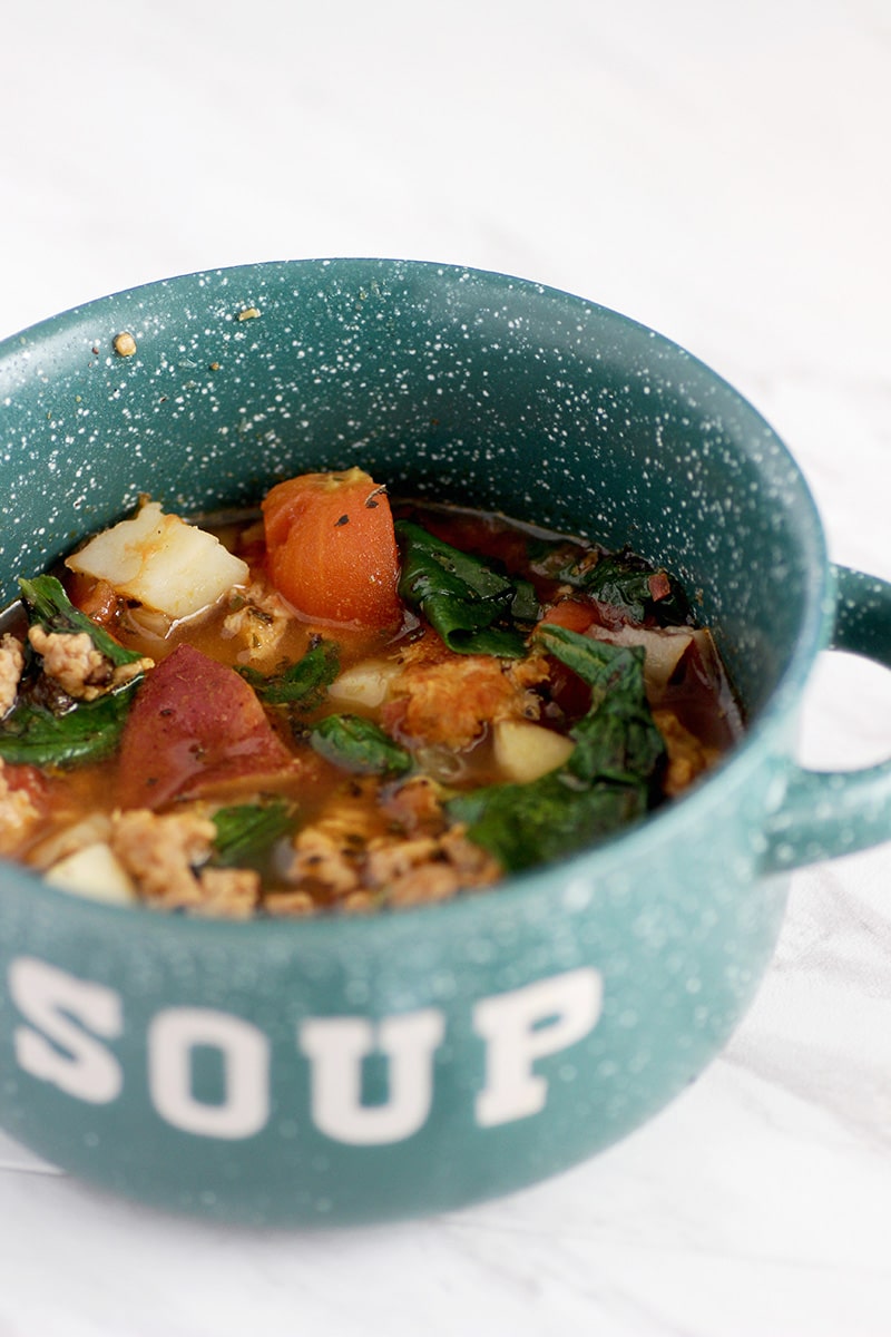 single bowl of soup in soup bowl