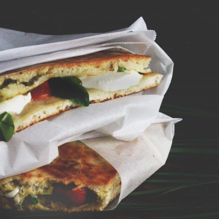 Naan Bread Caprese Sandwiches