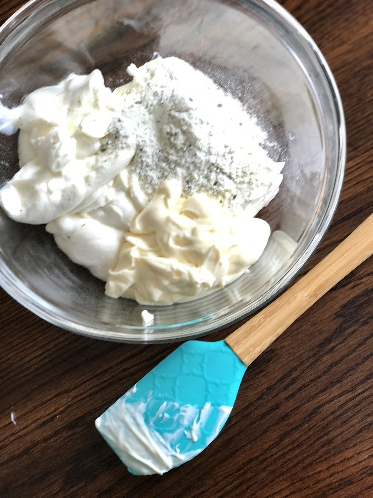 spinach dip ingredients in bowl