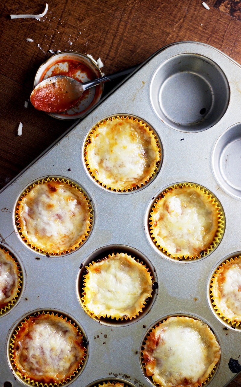 pizza muffins in muffin pan