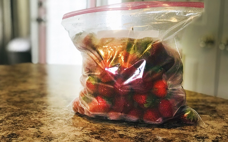 bag of frozen strawberries