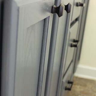 vanity cabinet update using beyond paint pewter