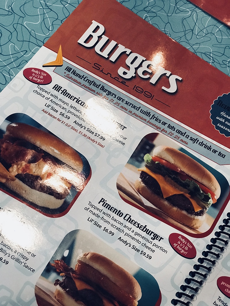 burger menu at hwy 55