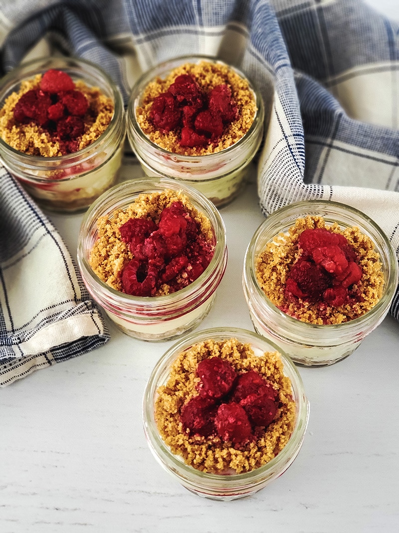 raspberry lime no bake cheesecake in jars