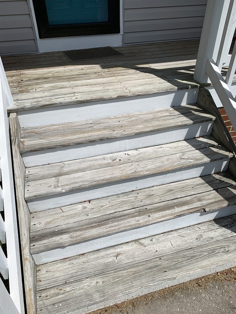 front porch before waterproofing stain applied