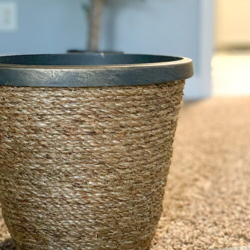 finished bast weave planter
