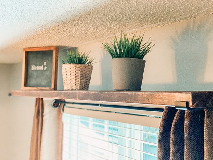 How To Make A Simple and Easy DIY Curtain Rod Shelf Combo