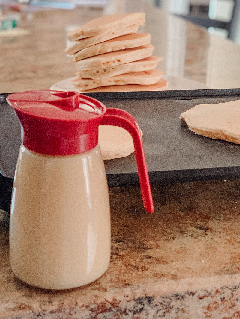 homemade butter syrup and pancakes