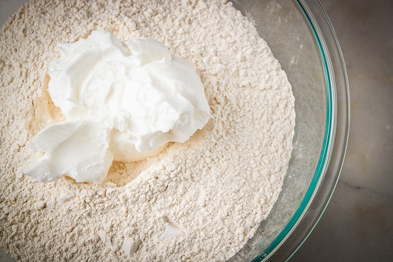 flour and shortening for pie crust