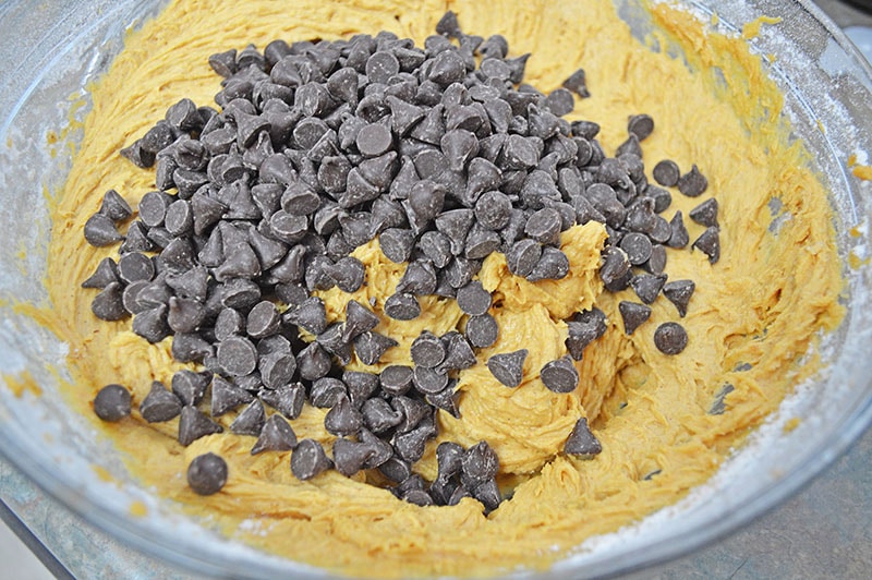 chocolate chips in blondie mix