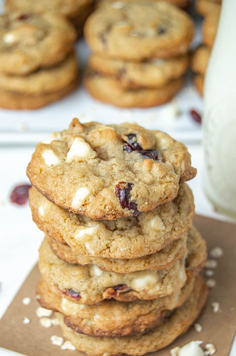 chewy white chocolate oatmeal cranberry cookies