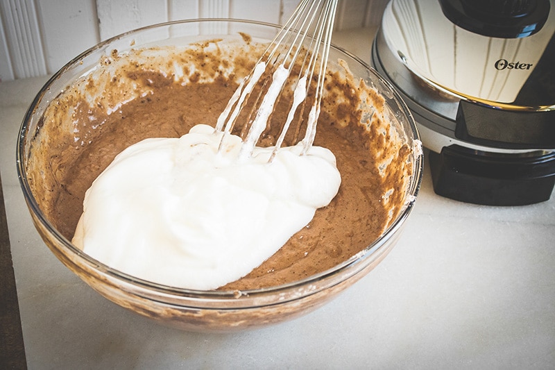 mix ingredients for chocolate waffles