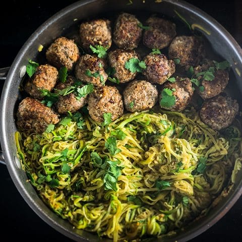 garlic butter meatballs and zoodles