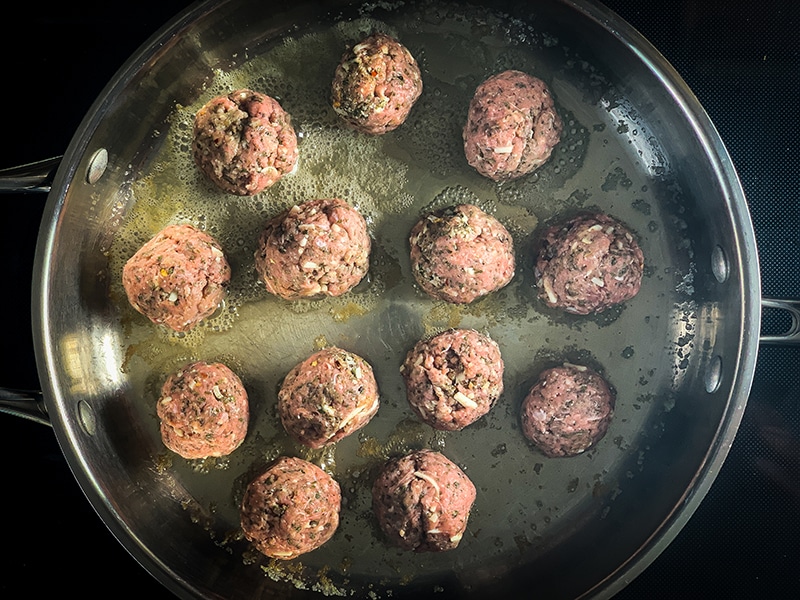 cooking meatballs