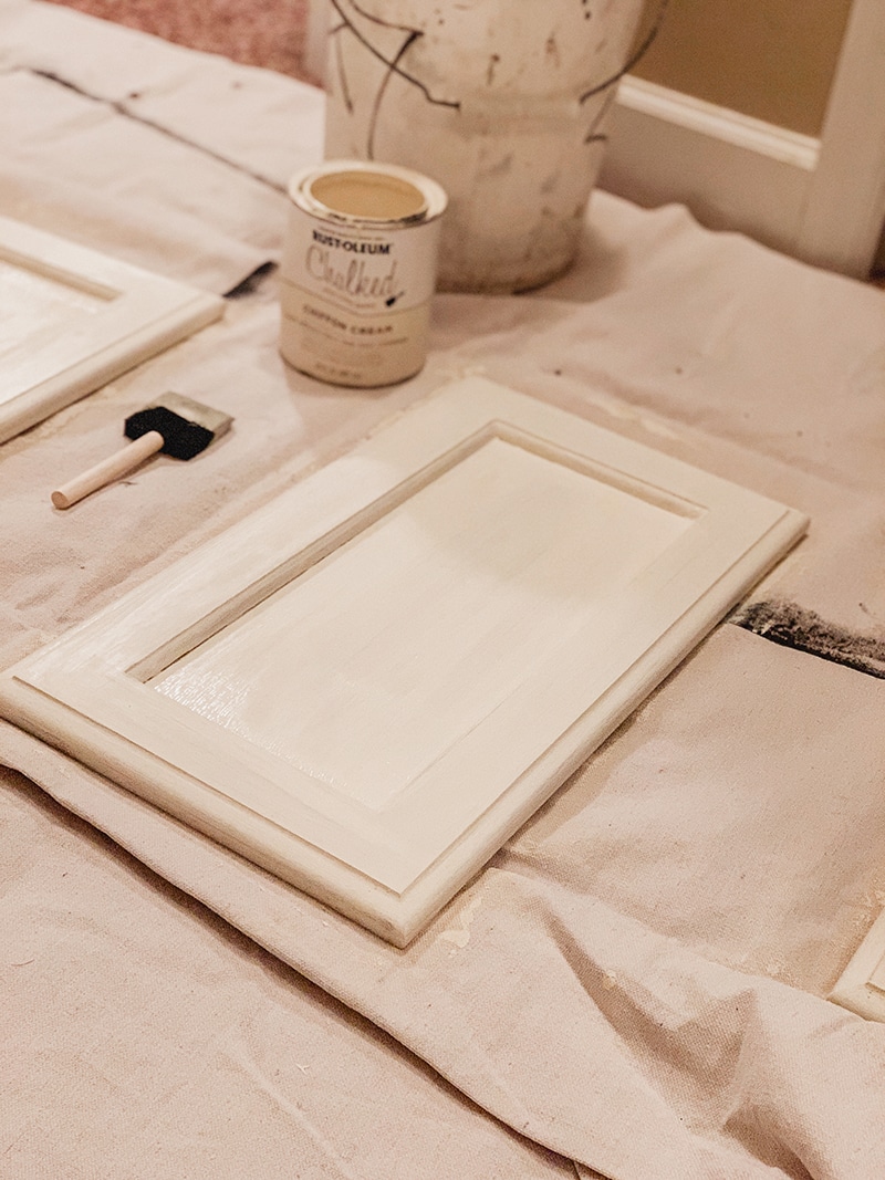 painting vanity doors with rustoleum chiffon cream chalk paint