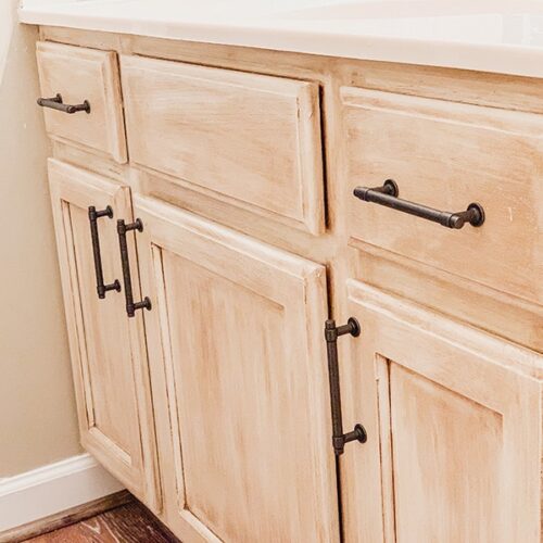 oak bathroom vanity update with rustoleum chalk paint and glaze