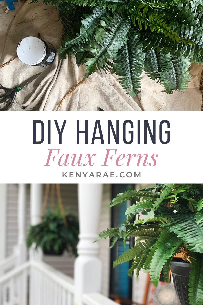 DIY hanging artificial fern plants