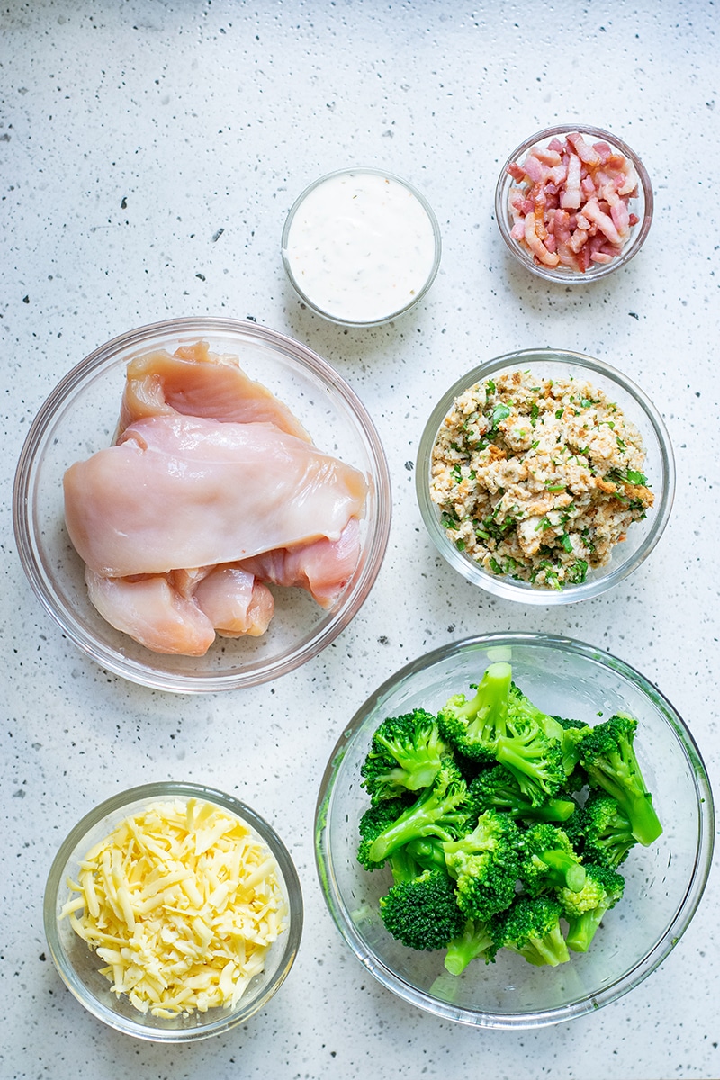 chicken, ranch, broccoli, stuffing, cheese