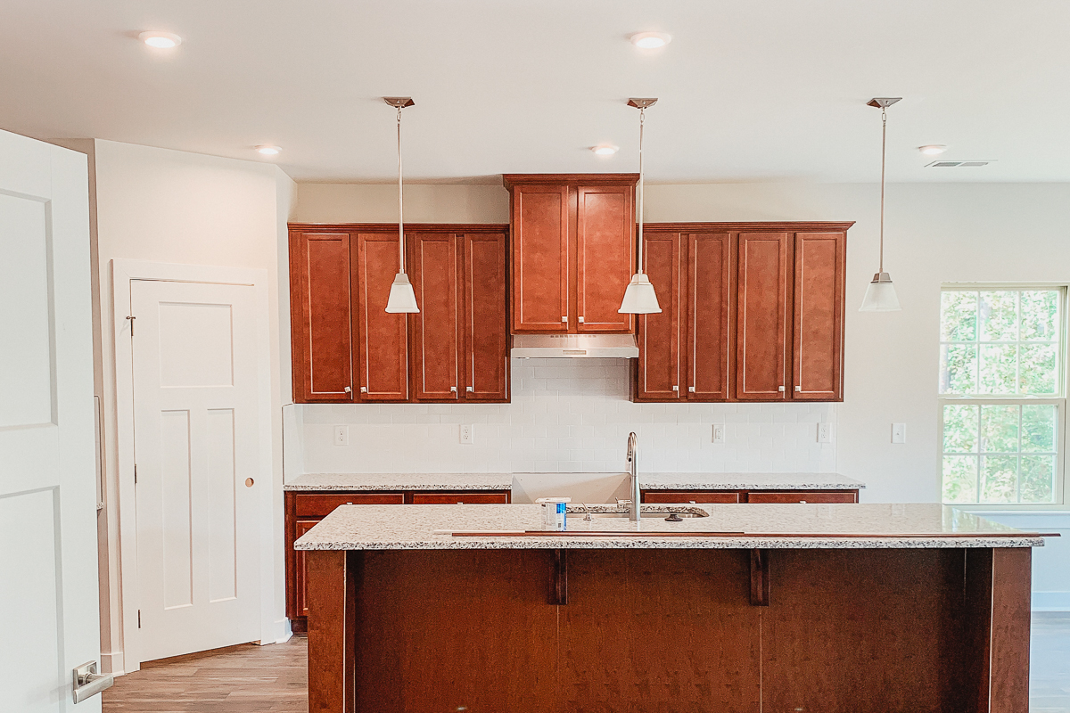 kitchen with cognac cabinet selections