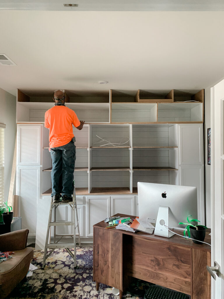 DIY Built in cabinets and shelving for home office 