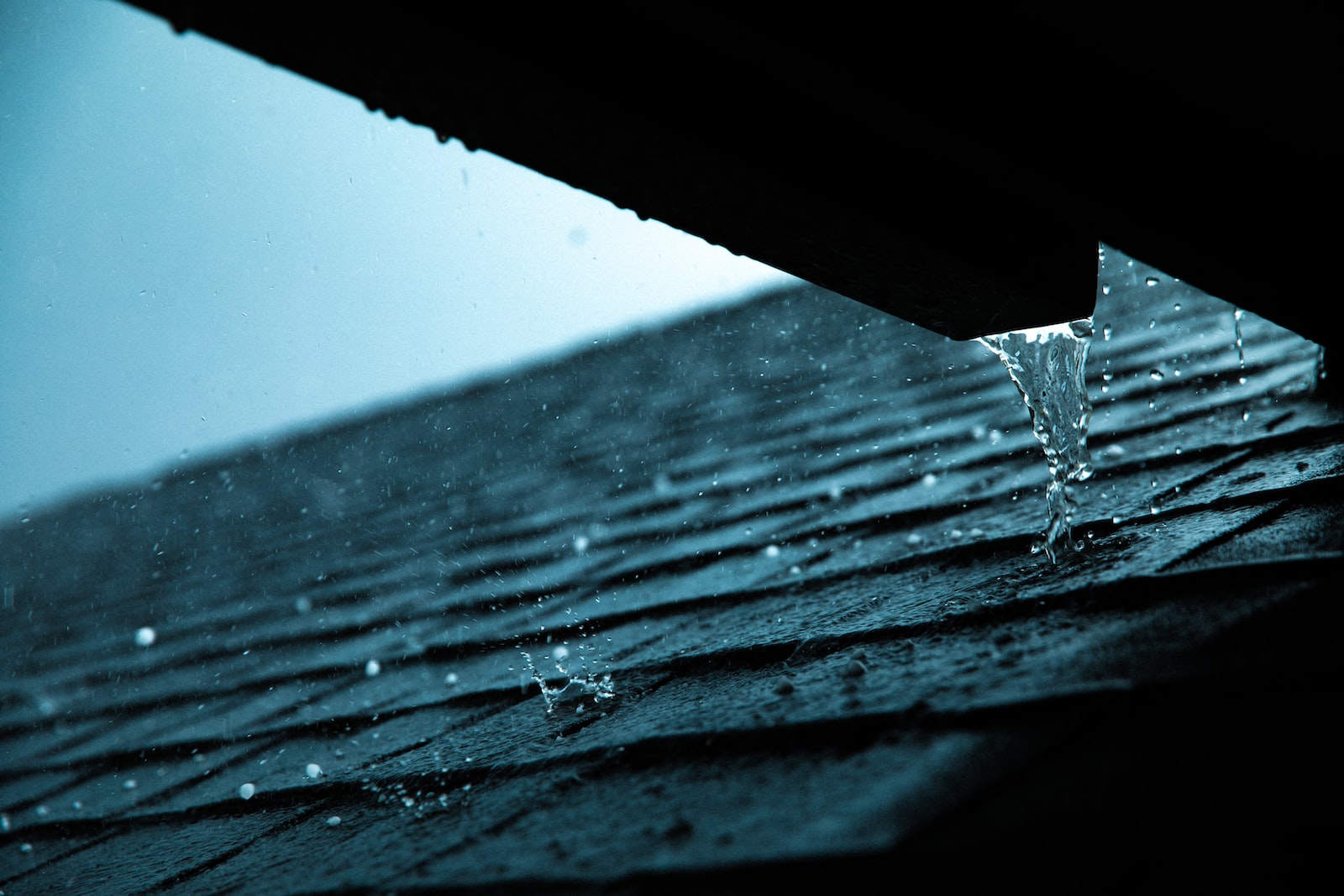 roof with water running