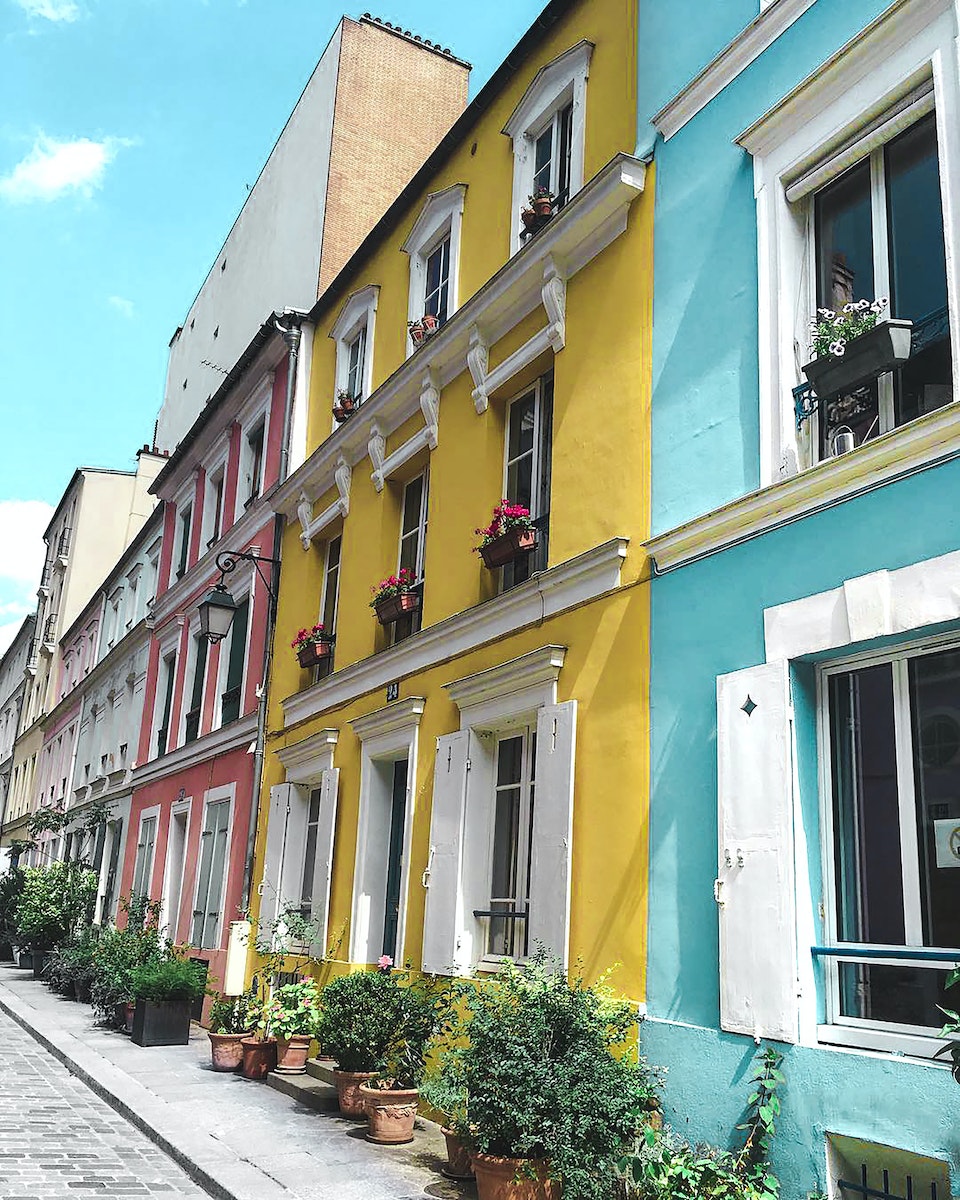 Multicolored Painted Houses in spring