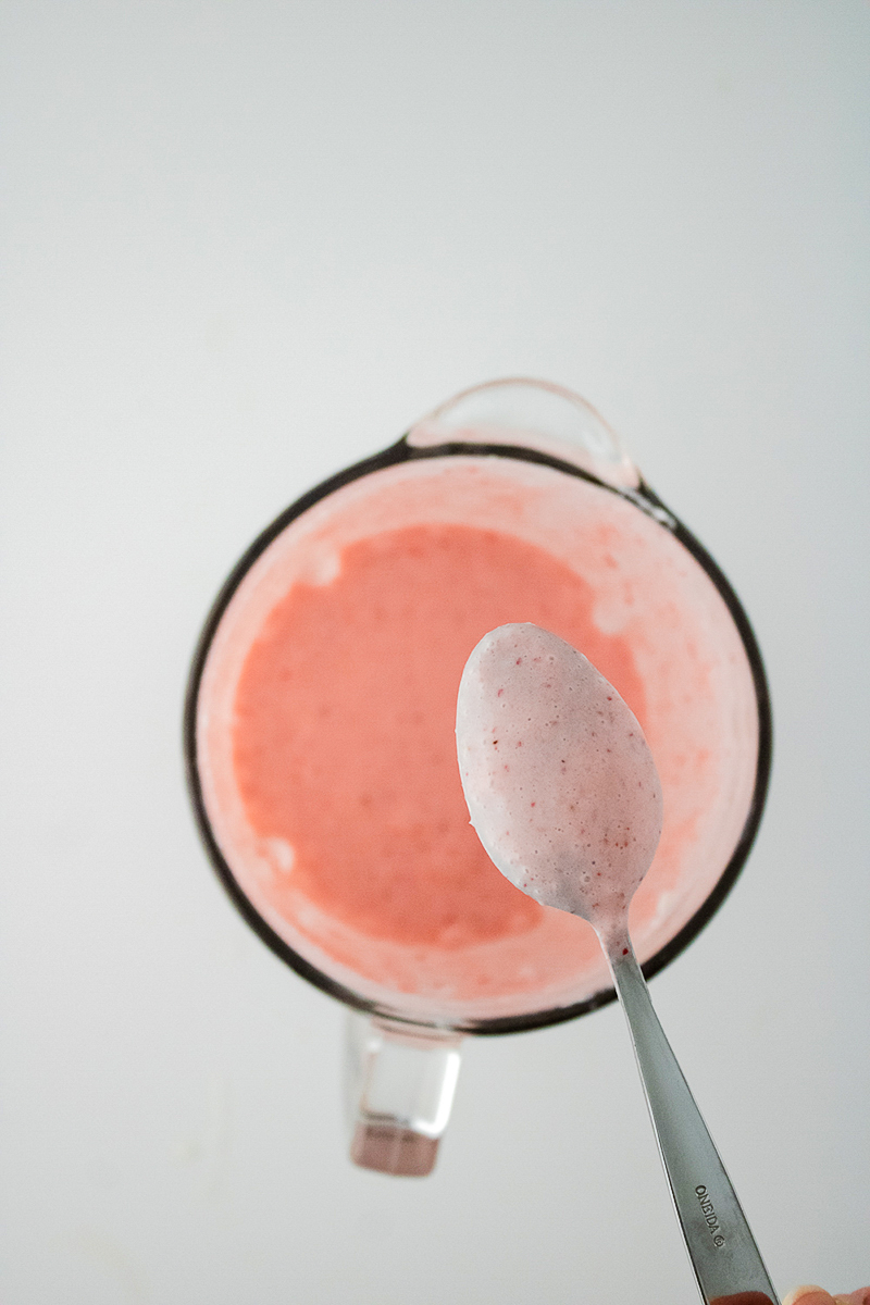 Blended strawberry ice cream mixture