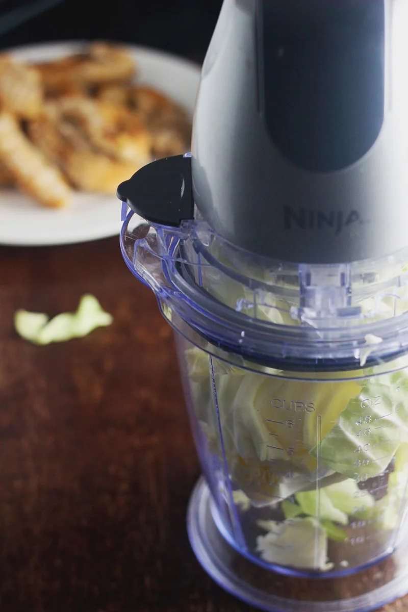 shredding cabbage with the ninja bullet