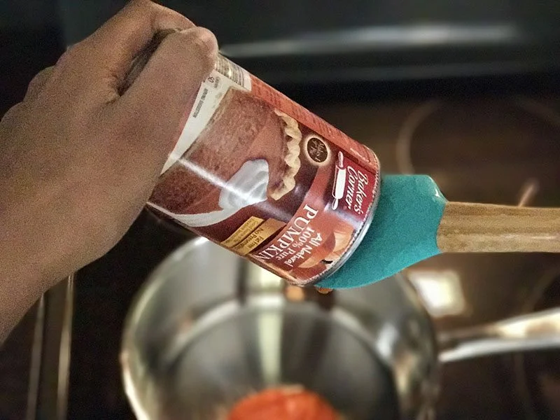 Pumpkin White Hot Chocolate2 | Kenya Rae Pumpkin puree in saucepan