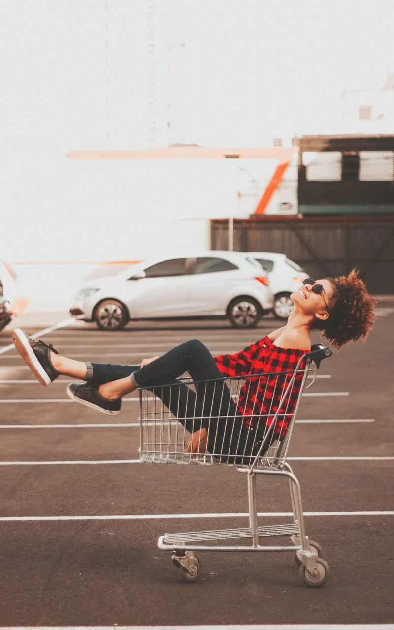 woman in grocery cart | Kenya Rae woman in grocery cart