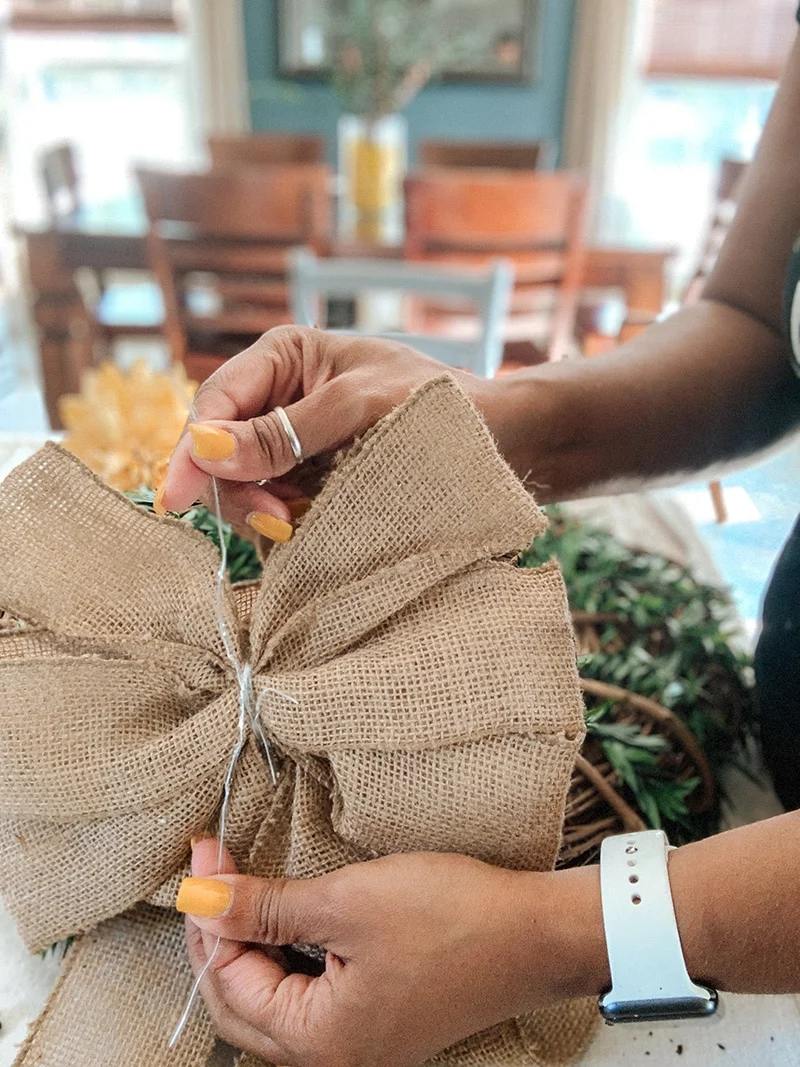 burlap bow for twig wreath