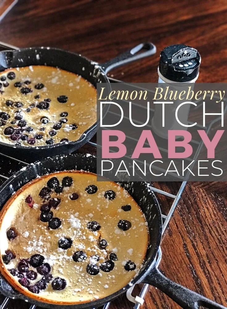 lemon blueberry dutch baby pancake pinnable 1 | Kenya Rae lemon blueberry dutch baby pancakes