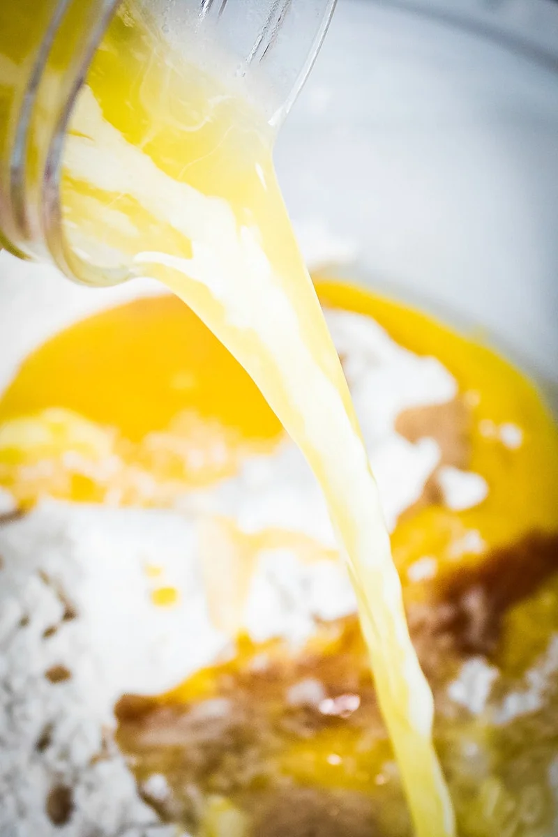 mixing ingredients for waffles